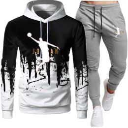 Designer Fashion Men alphabet pattern Tracksuit Long sleeve Hoodie Pants Trackpants Street casual sports style Basketball men and women