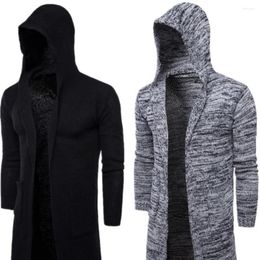 Men's Sweaters Knitted Hooded Cardigan Casual Warm High Stretch Overcoat Sweater Jacket For Fall Winter