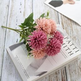Decorative Flowers 31cm Artificial Dandelion Bouquets Silk Flower Wedding Party Arrangement For Home Living Room Table Decor Fake