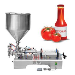 Semi-automatic Double Nozzles Paste Liquid Cream Honey Beverage Juice Filling Machine Pneumatic Oil Bottle Filler