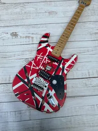 Guitarra Guitarra Elétrica Relic Pizza Floyd Rose Vibrato Bridge, Red Frank 5150, White and Black Light, Edward Eddie Van Halen, nvio Gladys