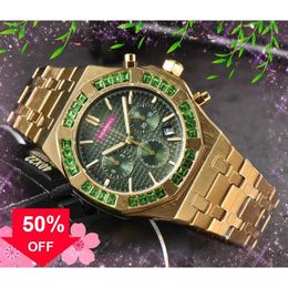 mechanical watch good styleSix needles Colourful big diamonds ring watch 42mm sub dials work fashion mens clock High Quality Sport Japen VK Q