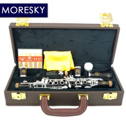 MORESKY Clarinet Ebony Eb/Mib With Case Silver Plated Keys Wood Instrument ME1