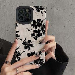 Black Flower Pattern Phone Case for Iphone 15 14 13 12 11 Pro Max X XS MAX XR Cases Back Cover 350pcs