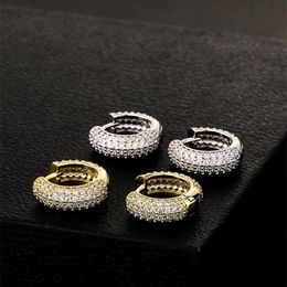 New Fashion Women Mens Earrings Hip Hop Diamond Hoops Earings Iced Out Bling CZ Rock Punk Round Wedding Gift266a
