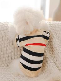 Dog Apparel Pet Stripe Knitted Sweater With Anti Shedding Coat For Autumn And Winter Warmth Teddy