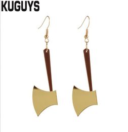 New Arrival Cool Axe Drop Earrings for Womens Gold Silver Color Mirror Acrylic Earring Fashion Jewelry Trendy Rock Accessories3909789