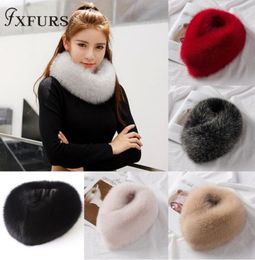 FXFURS 2019 New Korean Style Women Winter Fox Fur Scarves Real Fur Mufflers with Magnet Easy Wear 100 Fox Fur Collar Scarf Ring Y2929357