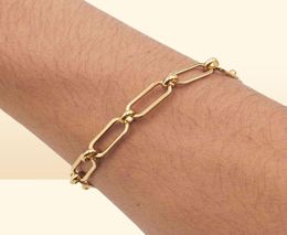 1pc 4mm New 304 Stainless Steel Link Cable Chain Bracelets for Women Men Gold Silver Color Oval Bracelet Jewelry Gift 19cm Long8277443