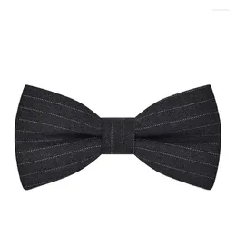 Bow Ties High Quality Wool Black Gray Striped Tie For Banquet Weddings Groom And Groomsman Suits Fashionable High-end Men's Bows