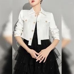 Women's Jackets Korean Fashion Clothing For Womens Casual Coat Small Fragrant Style Thin Kawaii White Jacket Autumn Design Niche Button
