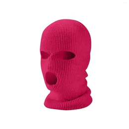 Berets Winter Warm Headgear Three-hole Woolen Hat Windproof And Cold-proof Thickened Face Mask Full-face Blend Knitted