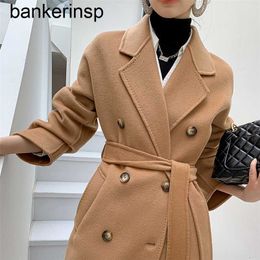 Top Luxury Coat Maxmaras 101801 Pure Wool Coat New Double sided Cashmere Coat Women's Mid length Double breasted Hepburn Home Woollen CoatOFZN