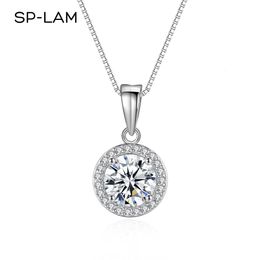 1CT Certified Necklace White Gold Plated 925 Sterling Silver Brilliant VVS Lab Diamond Collares Para Mujer 231225