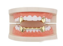 hip hop smooth grillz real gold plated dental grills Vampire tiger teeth rappers body jewelry four colors golden silver rose gold 4021435