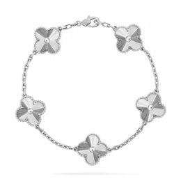 silver luxury clover designer bracelet charm bangle love five leaf flowers tennis bracelets retro vintage bangles jewerlry for women