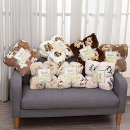 Retro style blanket bear pattern short plush blanket sofa cover autumn winter thick blankets276u