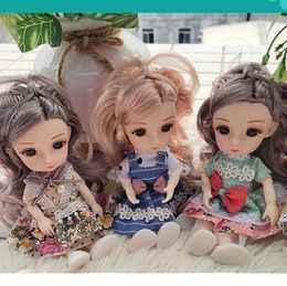 New 16cm Bjd Doll 12 Mobile Plus 1/12 DIY Girl Dress up 3D Eyes Mini Doll Toys and Dresses Children's Fashion Girl Gifts 231225