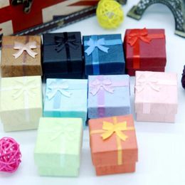 Boxes 24pcs Fashion Ribbon Jewellery Box Multi Colours Rings Boxes Earrings Pendant Box 4x4x3cm Display Packaging Gift Box