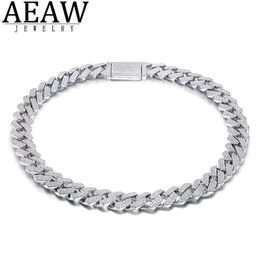 AEAW 18 Inch 925 Sterling Silver Setting Iced Out Moissanite Diamond Hip Hop Cuban Link Chain Miami Necklace Jewelry for Mens X050203S