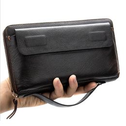 Briefcases Soft Genuine Leather Clutch Wallet Men's Long Wallet Leather Wallet for Business Card Bill Cash Top Layer Cowhide Handbag