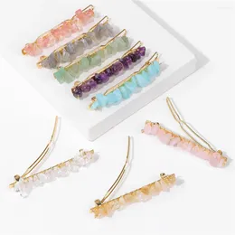 Hair Clips Natural Crystal For Women Girl Chip Stone Hairpins Pink Quartzs Amethysts Bridal Barrettes Headwear Accessories