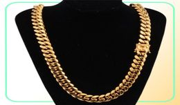 Luxury 18K Gold Plated Necklaces Gold Thick Chains High Polished Miami Cuban Link Necklace Men Punk Curb Chain Fashion Necklaces3210900
