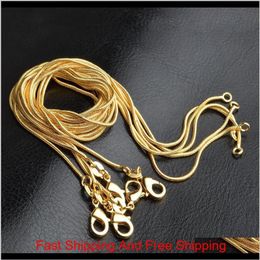 Promotion 18K Gold Chain Necklace 1Mm 16In 18In 20In 22In 24In 26In 28In 30In Mixed Smooth Snake Unisex Necklaces Vymr9216f