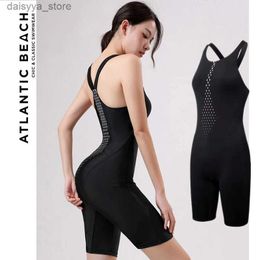 Swim wear Professional Vintage One Piece Swimsuit Women Swimwear Girl Quick dry Black Athletic Competitive Swimming Suit Knee Trunks ChestL23118