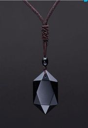 Men Carved Natural Stone Black Obsidian pendant necklace Jewelry polished star of david pendant Drop 239S4761500