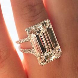 Luxury Crystal Geometric Cubic Zirconia Wedding Rings for Women Fashion Versatile Female Accessories High Quality Jewelry3283