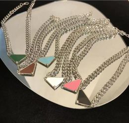 quality Fashion men women Black Triangle label Pendant Necklaces Silver titanium steel lovers necklace Designer jewelry acces5938511