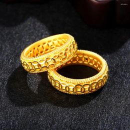 Cluster Rings 1pcs 999 Pure 24K Yellow Gold Ring For Women 3D Many Coin Band US Size 5.75 Weight 2.5g