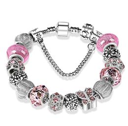 925 Sterling Silver plated Beads Crystal butterfly Chamrs Bracelets for Charm Bracelet Bangle DIY Jewellery for Women9759651