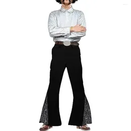 Men's Pants Sequined Shirt Party Retro Shiny Sequin Flared Glossy Lapel Single-breasted Top For Entertainers