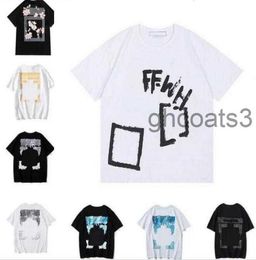 Classic Clothing Men's T-shirts White Irregular Arrow Summer Finger Loose Casual Short Sleeve T-shirt for Men and Women Printed Letter on the Back E69K