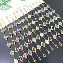 Luxury Clover Designer Charm Bracelets for Women 18K Gold Vintage Simple Sweet Flower Clovers 4 Leaf Love Heart Bracelet Jewellery G289P