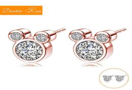 Cartoon Mouse Zircon Stud Earrings Titanium Stainless Steel Earrings Inlaid Zircon Fashion Trendy Women Jewelry5261188