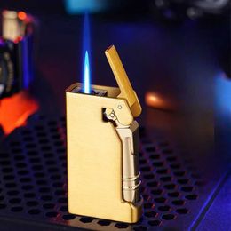 New Metal Shaped Windproof Lighter Personalized Side Press Ignition Butane No Gas Inflatable Lighter Smoking Accessories Gift Tool