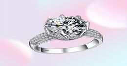 YHAMNI Luxury 6ct Solitaire Luxury 925 Solid Silver Big White 5A CZ Stones Wedding Women Band Crown Ring gift AR0646007169