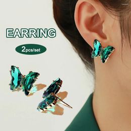 Stud Earrings 2pcs/set Luxury Glass Crystal Butterfly Earring For Women Handmade Drop Colourful Charm Jewellery Accessories