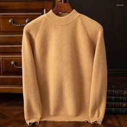 Men's Sweaters Plus Size 100 Pure Wool O-neck Warm Padded Leisure Autumn And Winter Korean Knitted Pullover Sweater