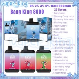 Bang King 8000 Puff Disposable E Cigarettes Mesh Coil 15ml Pod 650 mAh Battery Electronic Cigs Puffs 8K 0% 2% 3% 5% 20 Flavors Vape Pen Fast Delivery Factory Outlet