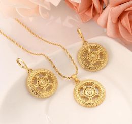 Eternity Circle Love Forever earrings Pendant 18k Fine Gold GF Sterling Flower Necklace set5775568