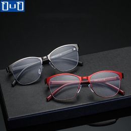 Sunglasses Metal Cat Eye Reading Glasses Spring Hinges Women Presbyopic Anti-Blue Light Blocking Hyperopia Eyeglasses For Parents 252g