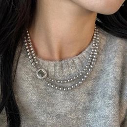 Choker Grey Fritillae Buckle Pearl Double Necklace Women All Match