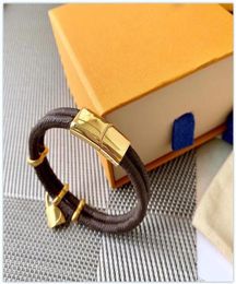Fashion Classic Round Brown PU Leather Bracelet with Metal Lock Head In Gift Retail Box Stock SL057395716