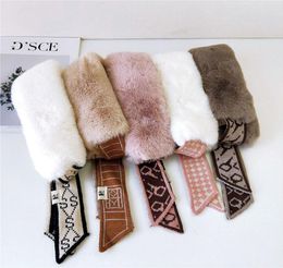 Soft plush Winter women039s small bow tie hairy neck scarf warm women039s lovely scarf bow tie fashion trend scarf8495233