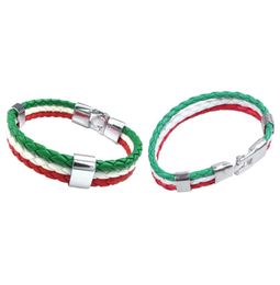 2 Pcs Jewellery Bracelet Italian Flag Bangle Leather Alloy for Men039S Women Green White Red Width 14 Mm Length 20 Cm Len3495283