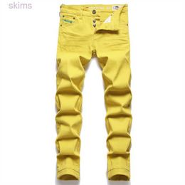 Designer European Men's Jeans Yellow Simple Trend Elastic Leggings Versatile Pants 3271